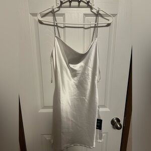 Lulu's Elegant White Satin Mini Dress